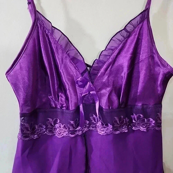 ROYAL Purple Satin Slip dress. Size Medium - Picture 3 of 5